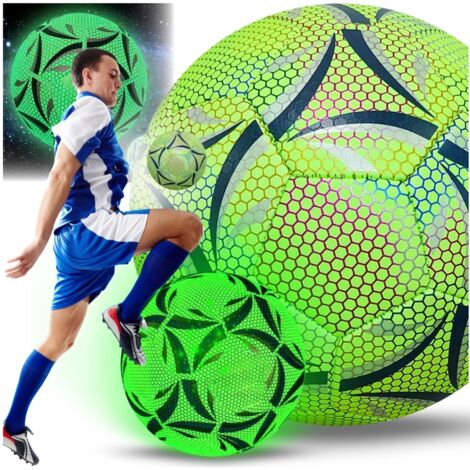 Pallone Da Calcio Olografico Misura 5 Con Effetto Glow In The Dark - Riflettente, Si Illumina Al Buio, Ideale Per Gioco Notturno - Include Pompa