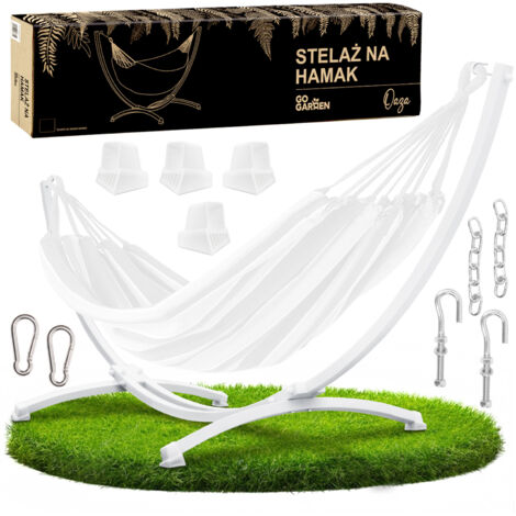 Struttura per amaca, supporto da giardino in metallo per due persone, per amaca fino a 250 kg, bianca, GoGarden