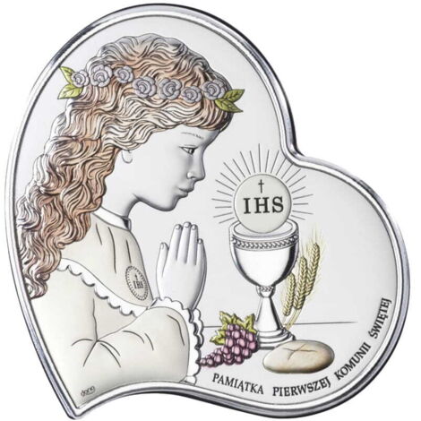 Quadro in argento per bambina come ricordo della Prima Comunione DS03-CA 11 x 10,5 cm (1/5)