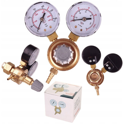 RIDUTTORE PER BOMBOLA GAS CO2 ARGON SALDATURA 2 MANOMETRI W21