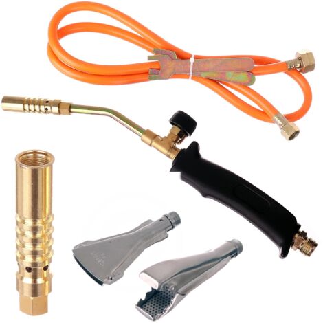 BRUCIATORE A GAS PER SALDATURA DI TUBI, RISCALDAMENTO, COTTURA, 3 UGELLI, TUBO FLESSIBILE DA 1,5 M