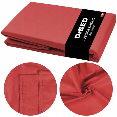 LENZUOLO CON ANGOLI IN COTONE 160x210 Colore Rosso Resistente POLACCO (1/5)