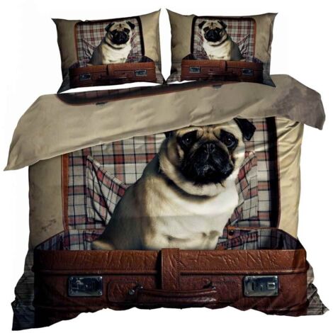 Biancheria da letto in raso di cotone 3D 160x200 cm per cani carlini (1/3)