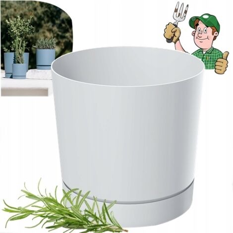 Vaso Toscana Tondo Con Sottovaso Incluso – Diametro 17 Cm, Colore Bianco – Resistente Ai Raggi UV - 2