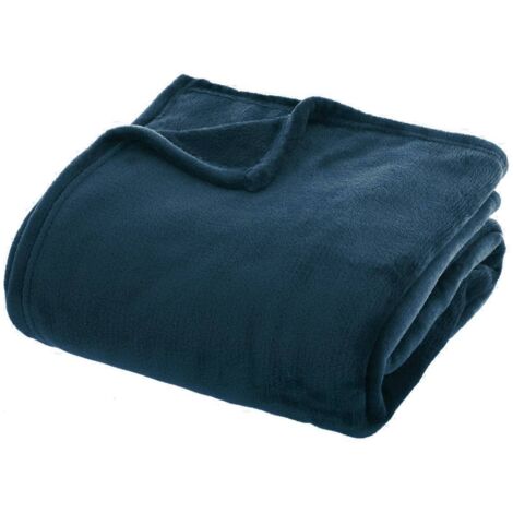COPERTA DI FLANELLA blu navy 180x230cm morbida e accogliente