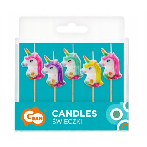 SU Candele a forma di unicorno, colorate, 5 pezzi. (1/2)