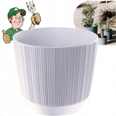 Zodors - 3 vasi in plastica, imitazione ceramica, vaso di fiori decorativi, moderni anti-caduta, per ufficio, decorazione della casa, colore: rosa bianco (2 vasi per piselli, 1 vaso nordico
