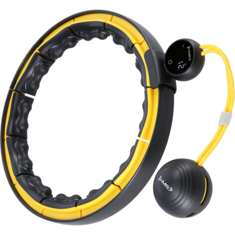 HHM21 HULA HOOP TPE NERO/GIALLO MAGNETICO CON PESO + CONTATORE HMS
