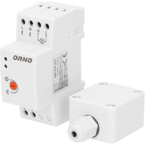 Sensore crepuscolare per guida DIN con sonda esterna in scatola 3000W 2-100lx IP65 / IP20 OR-CR-231