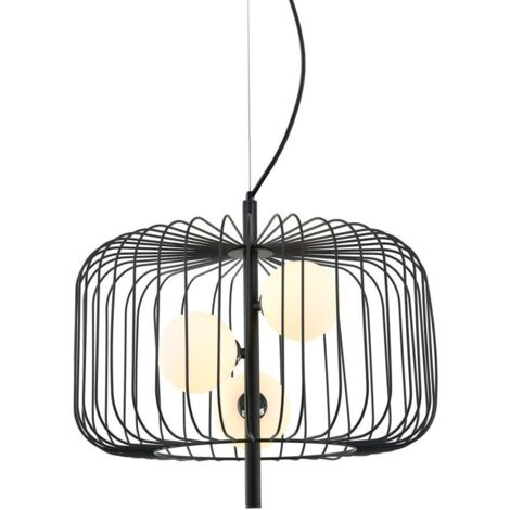 Italux Daren - Lampada a sospensione moderna nera a 3 luci con paralume nero e bianco, G9 (1/3)