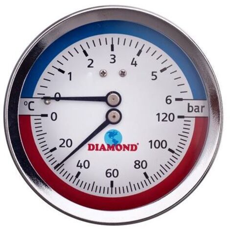 MANOMETRO THERMOMANE 1/2 DIAMETRO 80MM 0-120 0-6 BAR POSTERIORE