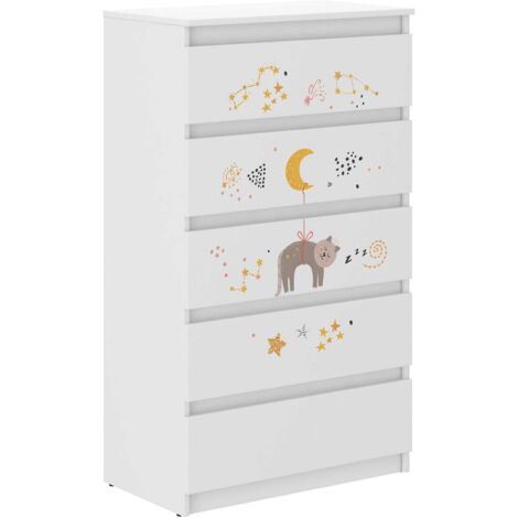 Cassettiera per bambini in teak 4 cassetti - Mobili portaoggetti per la camera