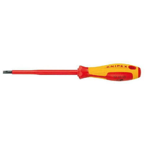 KNIPEX 98 20 25 Giraviti per elettricisti per viti con intaglio impugnatura isolante, in materiale bicomponente, collaudato VDE brunita 177 mm
