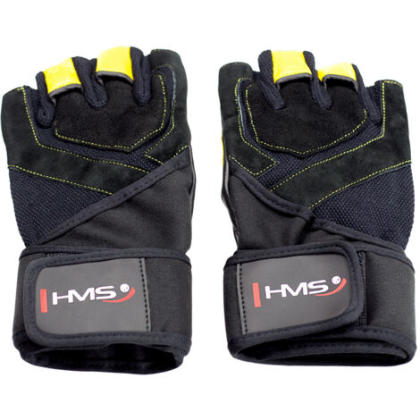 RST01 GUANTI FITNESS UOMO TAGLIA XXL HMS (nero - giallo) (1/5)