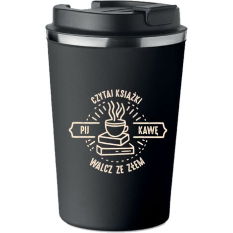 Tazza termica premium con stampa LEGGI LIBRI BEVI CAFFÈ 350ml KT058 (1/5)