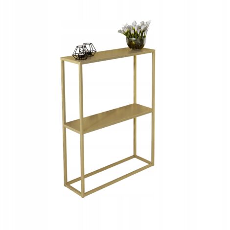 Mensola doppia per ingresso realizzata con profili metallici 15x15 60x20 Oro (1/5)