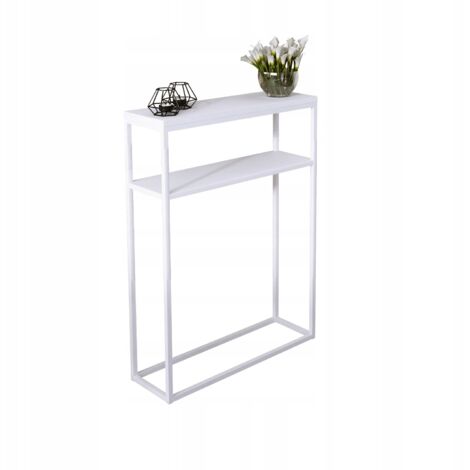 Consolle doppia 60x20 con ripiano in metallo, ingresso realizzato con profili 15x15, Bianco Opaco, Bianco Opaco (1/3)