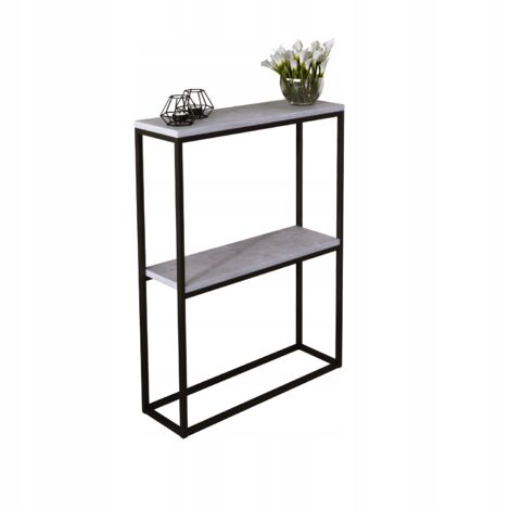 Mensola doppia 60x20 da ingresso realizzata con profili 15x15 Nero Cemento Chiaro (1/3)