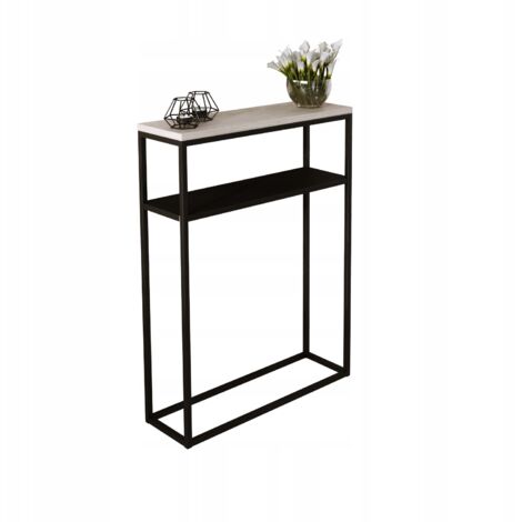 Consolle doppia 60x20 con ripiano in metallo, ingresso realizzato con profili 15x15, Rovere Nero Sonoma (1/3)