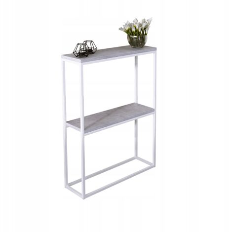 Mensola doppia 60x20 da ingresso realizzata con profili 15x15 Bianco Opaco Cemento Chiaro (1/3)