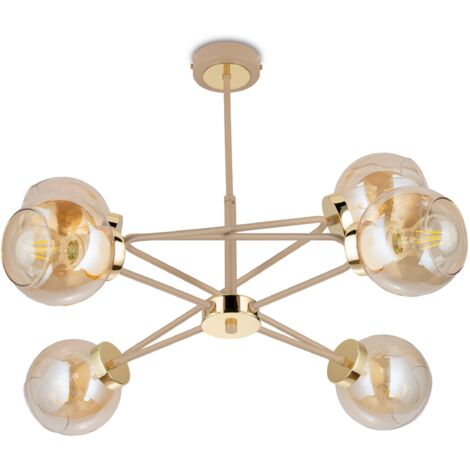 Lampadario Cris Beige in vetro 6xE27 60 cm (1/5)