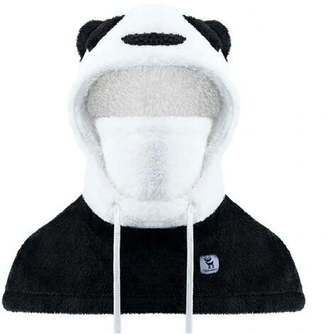 Caldo passamontagna invernale in pelliccia di panda per bambini e adulti, taglia L - nero/bianco (1/5)