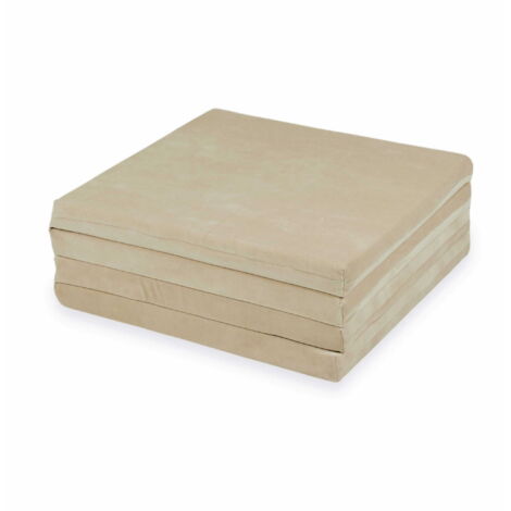 Tappeto da gioco 120x120cm per bambini, quadrato, pieghevole, Velvet Soft, Beige (1/4)