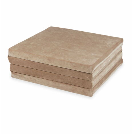 Tappeto da gioco 120x120cm per bambini, quadrato, pieghevole, Velvet Soft, Beige scuro (1/4)