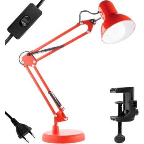 Lampada da tavolo da disegno rossa TOBI E27 con supporto da tavolo (1/2)