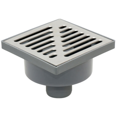 Griglia di scarico fognario, griglia in acciaio inox, 150x150 mm, scarico verso il basso