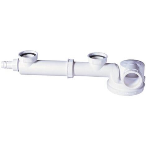 Wirquin 30723640 Sifone per lavello a 2 vasche, bianco
