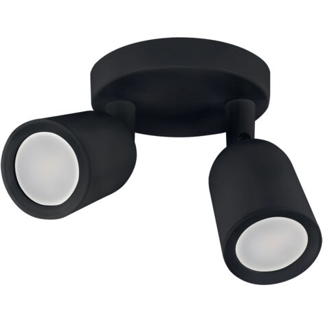 Applique da parete nera IP20 orientabile con attacco GU10 2x20W Ideus 03985 (1/2)