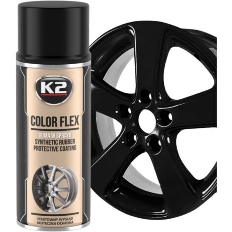 Spray di gomma liquida K2 COLOR FLEX NERO LUCIDO 400ML Rivestimento durevole (1/4)