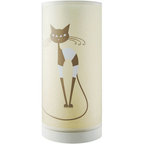 Lampada da tavolo per bambini gialla con gatto, 25W, attacco Zyta E14 CAT Ideus 03543 (1/2)