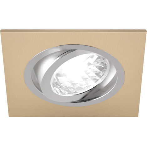 Faretto da soffitto, beige, cromato, tipo D, 50W, attacco GU10, grado di protezione IP20, alluminio, Ideus 03625 (1/2)