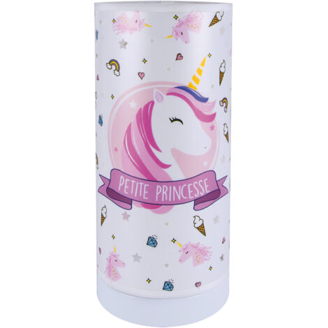 Lampada da tavolo per bambini con 3 batterie AA, rosa, a LED, 3W, piccola, 3000K, modello Ideus 03886. (1/2)