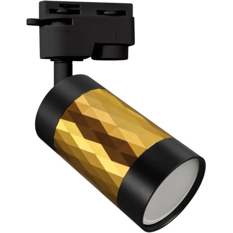 Faretto a binario GU10 35W nero e oro effetto pianoforte TRA Ideus 04091 (1/2)