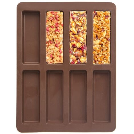 Stampo in silicone marrone per barrette di muesli SILLINIE 22x16,5x1,5 cm (1/5)