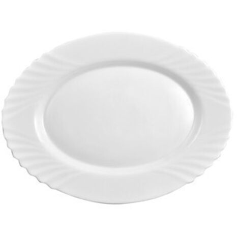 Nome Ebro Piatto ovale 36 cm - Vetro opalino, lavabile in lavastoviglie e adatto al microonde
