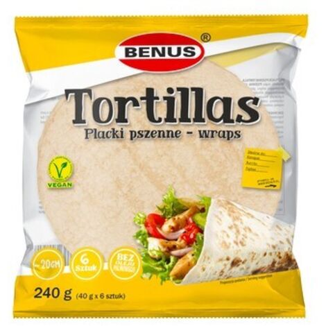 Benus Wheat Tortillas Wraps - 240 g (6 pezzi) - Perfette per burritos e casseruole