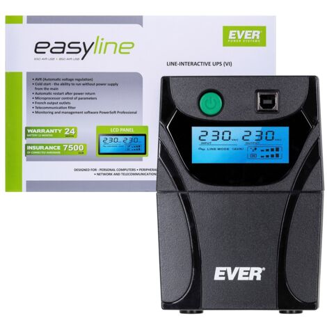 Gruppo di Continuit� Interattivo UPS Ever EASYLINE 650 AVR USB, 0,65 kVA, 360 W, Line-Interactive (1/5)
