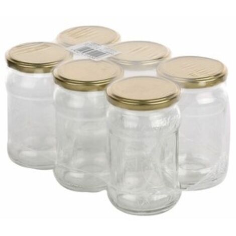 Masthome Mason Jar, Set di 6 Barattoli Vetro con Coperchio e Cannuccia, 500 ml, per frullare