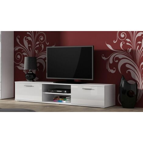 Set Mobili Soggiorno Charlotte E117, Bianco Lucido, Bianco, Con Mobile Porta Tv Con Accessori Aggiuntivi Con Singole Parti 192x43cm 88027360
