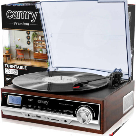 CAMRY CR 1168 Vintage Vinyl Record Player Bluetooth USB SD MMC, 3 velocità 33/45/78 RP, registrazione in formato MP3 (1/5)