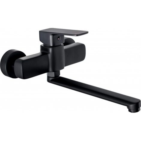 Rubinetto girevole da parete per lavello da cucina MARO in ottone nero, 28,8 cm