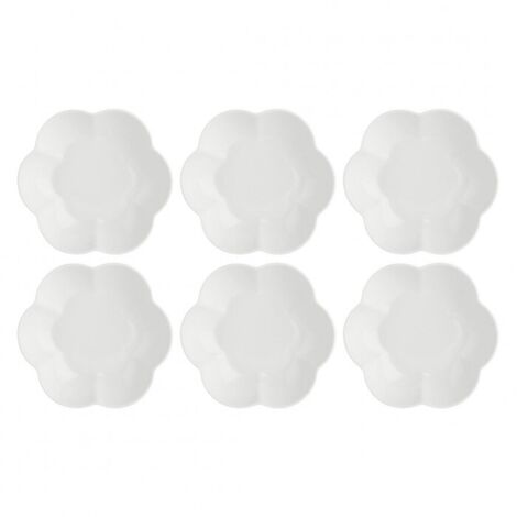 H&H 2866 Albast Alabastro Set van 6 diepe borden, glas, wit, 21 cm
