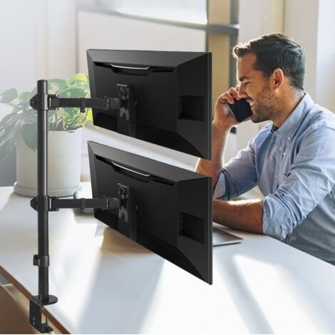 Maclean MC-967 Supporto per monitor, doppio, verticale per monitor OLED QLED LCD e LED LED da 13-27" VESA 75x75 e 100x100, MAX. 9 kg. (1/5)