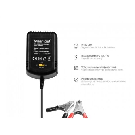 Caricabatterie Green Cell per batterie AGM, gel e piombo acido 2 V/6 V/12 V (0,6 A) (1/5)