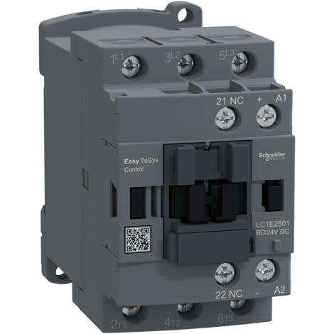 Contattore di potenza Easy TeSys Control AC-3, 25 A, 3P (1 NC), bobina 24 V CC LC1E2501BD (1/2)