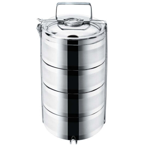 Contenitore termico per il pranzo in acciaio, 4 ripiani, 4x1,1 l (1/3)